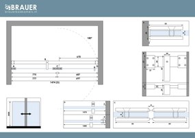 Brauer Void profielloze nisdeur 150cm met draaideur 70cm aan glas zwart mat