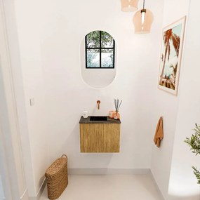Mondiaz Joya DLux 50cm toiletmeubel oak met wastafel faye links zonder kraangat lava