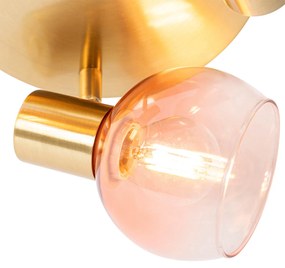 Smart plafondSpot / Opbouwspot / Plafondspot goud met roze glas incl. 3 Wifi P45 - Vidro Art Deco E14 rond Binnenverlichting Lamp