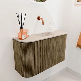 Mondiaz Joya DLux 75cm toiletmeubel ronding links/rechts dusk met wastafel faye midden zonder kraangat frappe