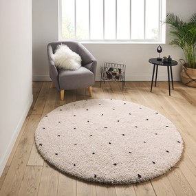 Rond vloerkleed met stippen in berber stijl, Ava