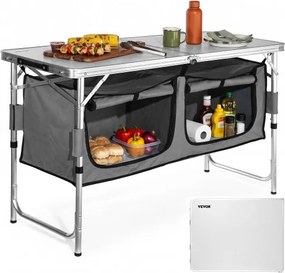 VEVOR kampeerkeuken inclusief draagtas, kampeerkast, verstelbare kampeerkast, reiskeuken, keukenbox, tentkast, buitenkampeerkeuken, tentkast, kampeerreizen, grijs, draagbare keukenbox, reiskeuken
