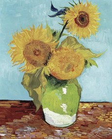Kunstreproductie Vase with Three Sunflowers, Vincent Van Gogh