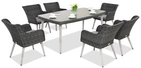 Exclusieve dining tuinset van kunststof rotan Córdoba antraciet voor 6 personen Garden Point