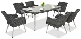 Exclusieve dining tuinset van kunststof rotan Córdoba antraciet voor 6 personen Garden Point