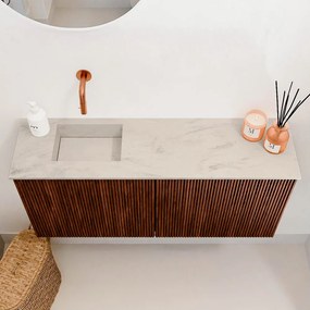 Mondiaz Joya DLux 90cm toiletmeubel ruby met wastafel faye links zonder kraangat opalo
