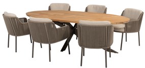 Prado Bernini dining tuinset 240x115xH75 cm 7 delig teak terre 4 Seasons Outdoor