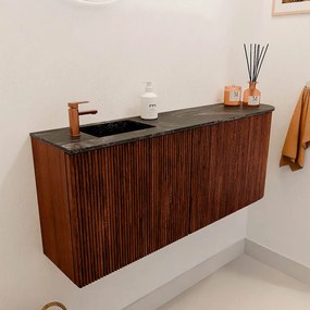 Mondiaz Joya DLux 100cm toiletmeubel ronding rechts ruby met wastafel faye links 1 kraangat lava