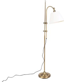 Klassieke vloerlamp brons met witte kap - Ashley Klassiek / Antiek E27 Binnenverlichting Lamp