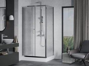 Mexen Apia schuifbare douchecabine 100 x 80 cm, transparant, chroom + Rio douchebak - 840-100-080-01-00-4510