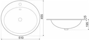 Kerra KR 132 inbouw wastafel 51x45,5cm wit