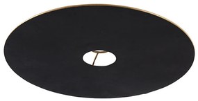 Stoffen Velours platte lampenkap zwart met goud 45 cm rond