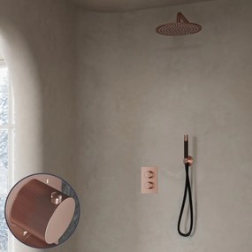 Saniclear Copper Stripes Pro inbouw regendouche met 20cm hoofddouche en muurarm geborsteld koper