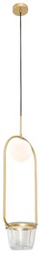 Art deco hanglamp goud met wit glas - Isabella