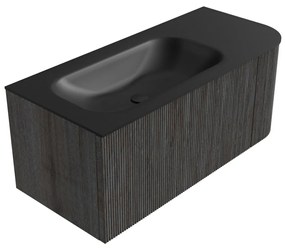 Mondiaz Kurve 105cm badmeubel ronding rechts shadow met 1 lade en deur en wastafel big small links zonder kraangat urban