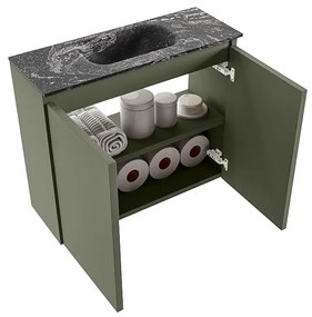 Mondiaz Ture DLux toiletmeubel 60cm army met wastafel lava midden met kraangat