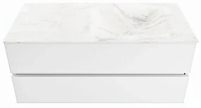 Mondiaz Vica DLux badmeubel 110cm talc 2 lades met wastafel ostra rechts zonder kraangat