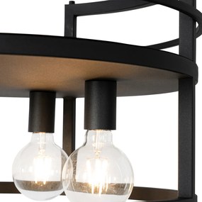 Industriële hanglamp zwart met rek rond 4-lichts - Cage Rack Industriele / Industrie / Industrial E27 Binnenverlichting Lamp