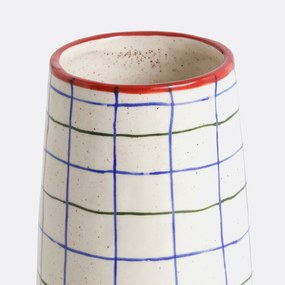 Vaas in keramiek met ruiten H19 cm, Neios