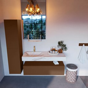 Mondiaz Alan DLux badmeubel 120cm rust 1 lade met wastafel frappe links 1 kraangat