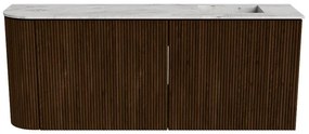 Mondiaz Joya DLux 100cm toiletmeubel ronding links walnut met wastafel faye rechts zonder kraangat glace
