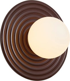 Retro wandlamp bruin met opaal rond 20cm IP44 - Lila