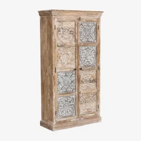 Heb Mangohouten Kledingkast Vintage Wit Hout - Sklum