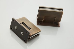 Saniclear Modern scharnieren + handvat voor douchedeur verouderd messing
