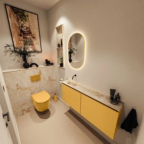 Mondiaz Ture DLux toiletmeubel 120cm ocher met wastafel frappe links zonder kraangat