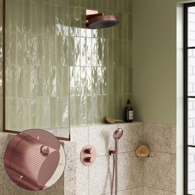 Saniclear Evolution Stripes inbouw regendouche rond met 2 standen handdouche geborsteld koper
