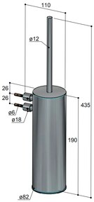 Hotbath Archie wc-borstel wandmontage gunmetal geborsteld PVD