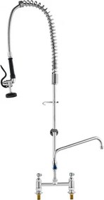 VEVOR Commerciële Keukenkraan met Uittrekbare Voorspoeldouche, 112 cm Hoogte, 203 mm Midden, 305 mm Draaibare Uitloop, Messing Keukenkraan voor Aanrechtbladmontage, voor 1/2/3-Kommen Spoelbak