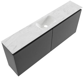 Mondiaz Ture DLux toiletmeubel 120cm dark grey met wastafel opalo midden met kraangat