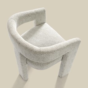 Design Eetkamerstoel Creme Volledig Stof