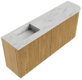 Mondiaz Joya DLux 100cm toiletmeubel ronding rechts oak met wastafel faye links 1 kraangat opalo