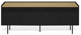 TemaHome Radio Zwart Tv-meubel Met Eiken Blad - 160x43x60cm.