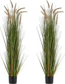 VEVOR Kunstgras Plant, 2-Pack 1499mm Paardenstaart Rietgras in Pot, Premium PVC Kunstplant, Groene Planten, Struiken voor Huis, Tuin, Kantoor, Kamerdecoratie, Housewarming Party, Groen