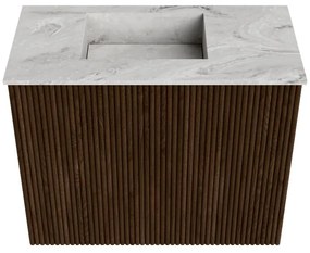 Mondiaz Joya DLux 50cm toiletmeubel walnut met wastafel faye links 1 kraangat glace