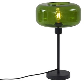Retro tafellamp zwart met groen glas - Bizle