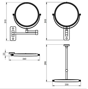 Gedy Gaia scheerspiegel 18cm dubbelzijdig goud mat