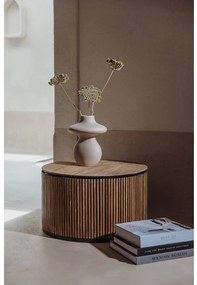 Goossens Salontafel Adel rond, hout teak bruin, stijlvol landelijk, 60 x 35 x 60 cm