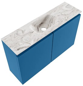 Mondiaz Ture DLux toiletmeubel 80cm jeans met wastafel glace midden met kraangat