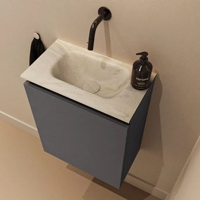 Mondiaz Ture DLux toiletmeubel 40cm dark grey met wastafel ostra midden zonder kraangat