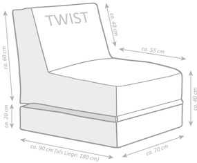 Sitting Point Zitzak/Loungebed Twist Outdoor Plus - Grey