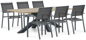 Tuinset 6 personen 220 cm Aluminium Grijs Lifestyle Garden Furniture Sella/Azzurro