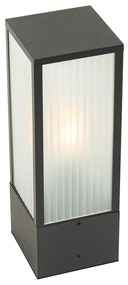 Smart staande buitenlamp zwart met ribbel glas 40 cm incl. Wifi A60 - Charlois