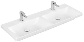 Villeroy & Boch Subway 3.0 Dubbele meubelwastafel - 1300 x 475 x 165 mat stone white (wit) CeramicPlus - zonder overloop 4A71D1RW