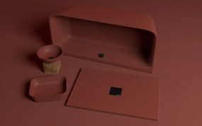 Polysan Skylla halfvrijstaand bad terracotta mineraalmarmer 170x75cm