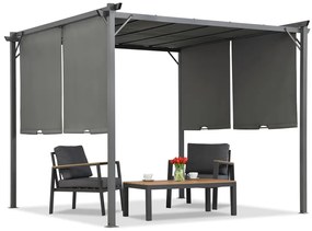 Antraciet Sevilla terraspergola 3x3m met Garden Point gordijnen