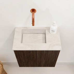 Mondiaz Joya DLux 40cm toiletmeubel walnut met wastafel faye links zonder kraangat ostra